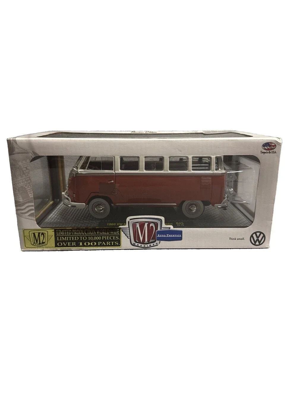 M2 Machines 1/24 1960 VW Microbus Deluxe USA Model R45 Red White Top Limited 10K